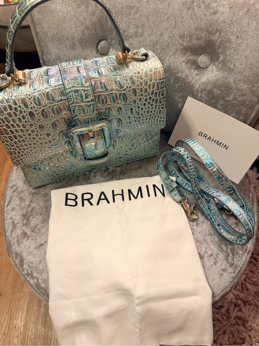 Brahmin Wonderland Mini Franchine croc embossed handbag